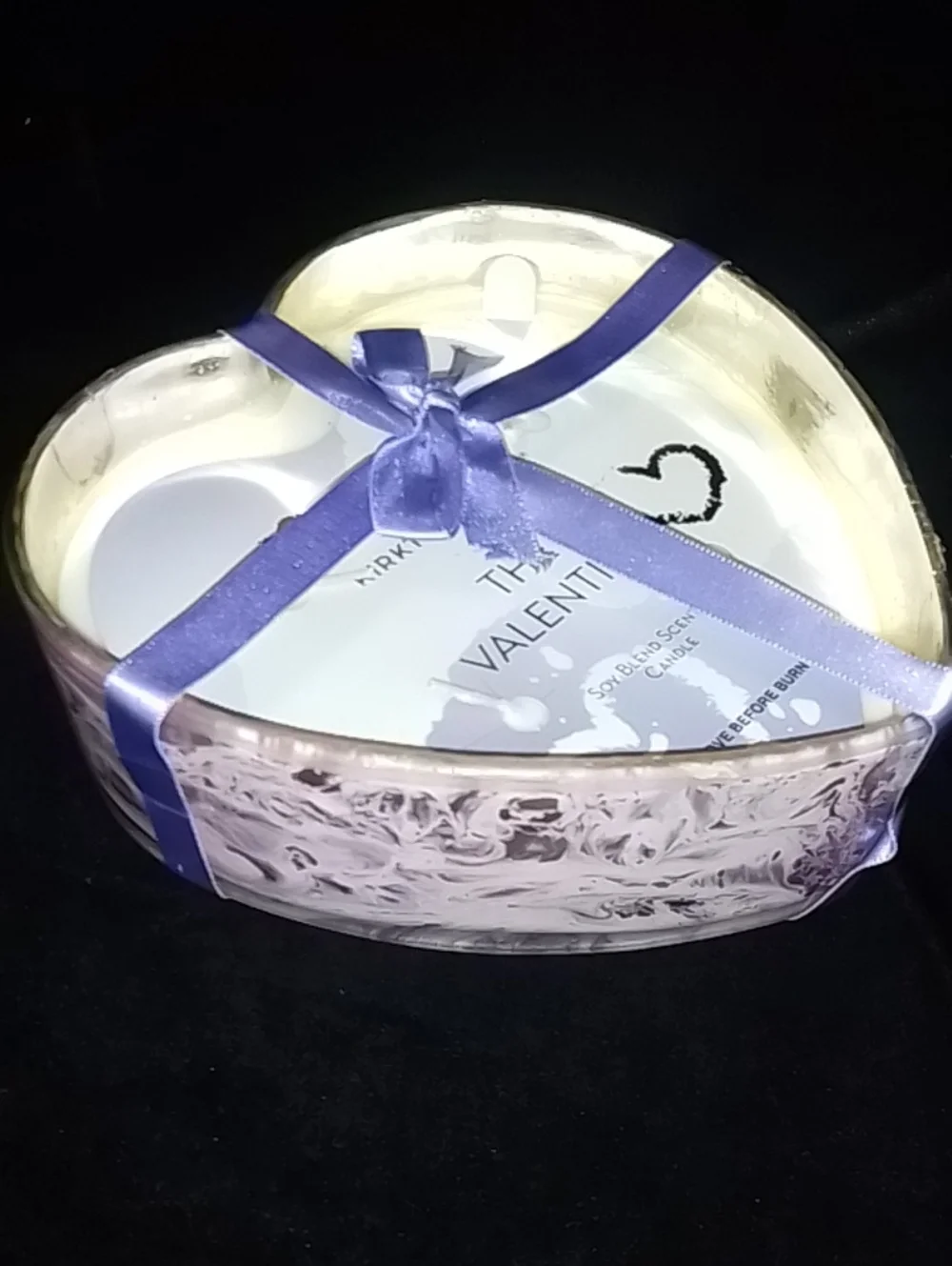 Heart-Shaped Lavender Purple Soy Candle with Ribbon